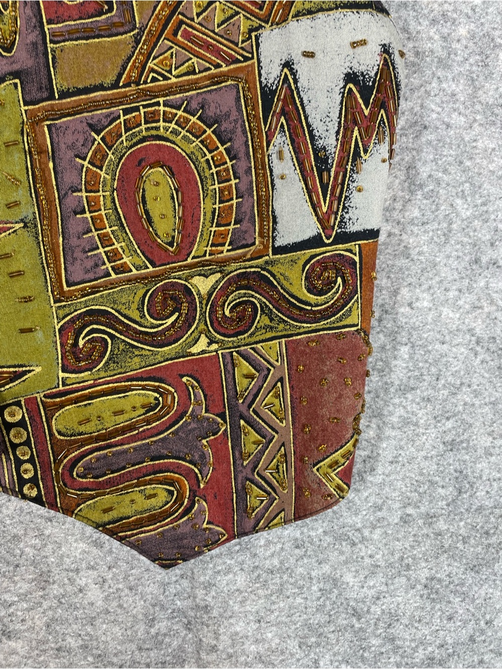 Vintage Eclectic Aztec Print Vest Western Vest Boho Festival Artsy Layer Country - Picture 9 of 15